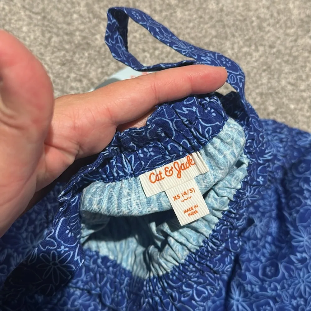 Cat & Jack dark blue floral print dress size‎ XS 4/5 NWT